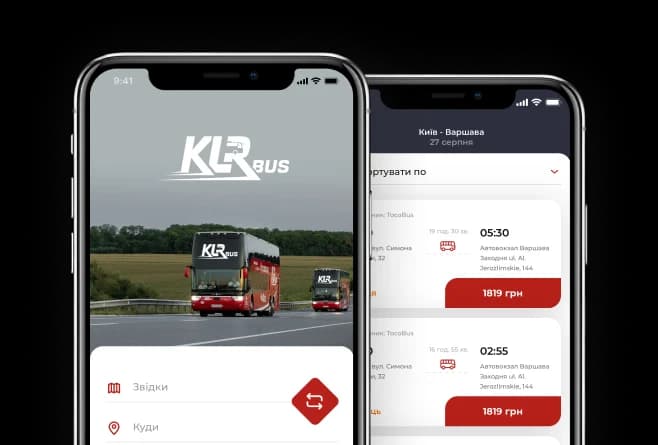 Промо-зображення мобільного додатку KLR Bus зі знижками